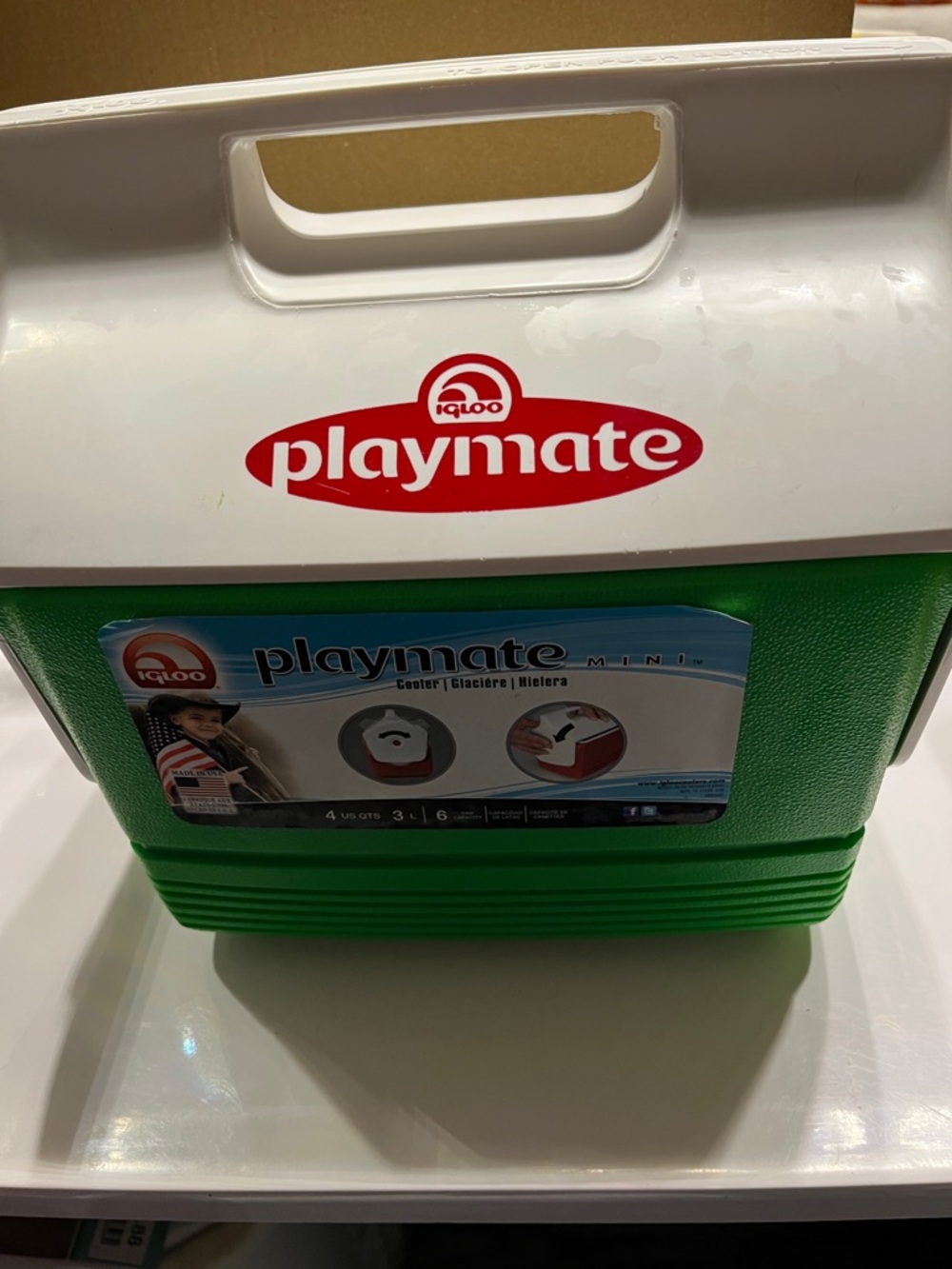 Igloo Playmate Mini Cooler in Green and White with Red Logo. OBO
